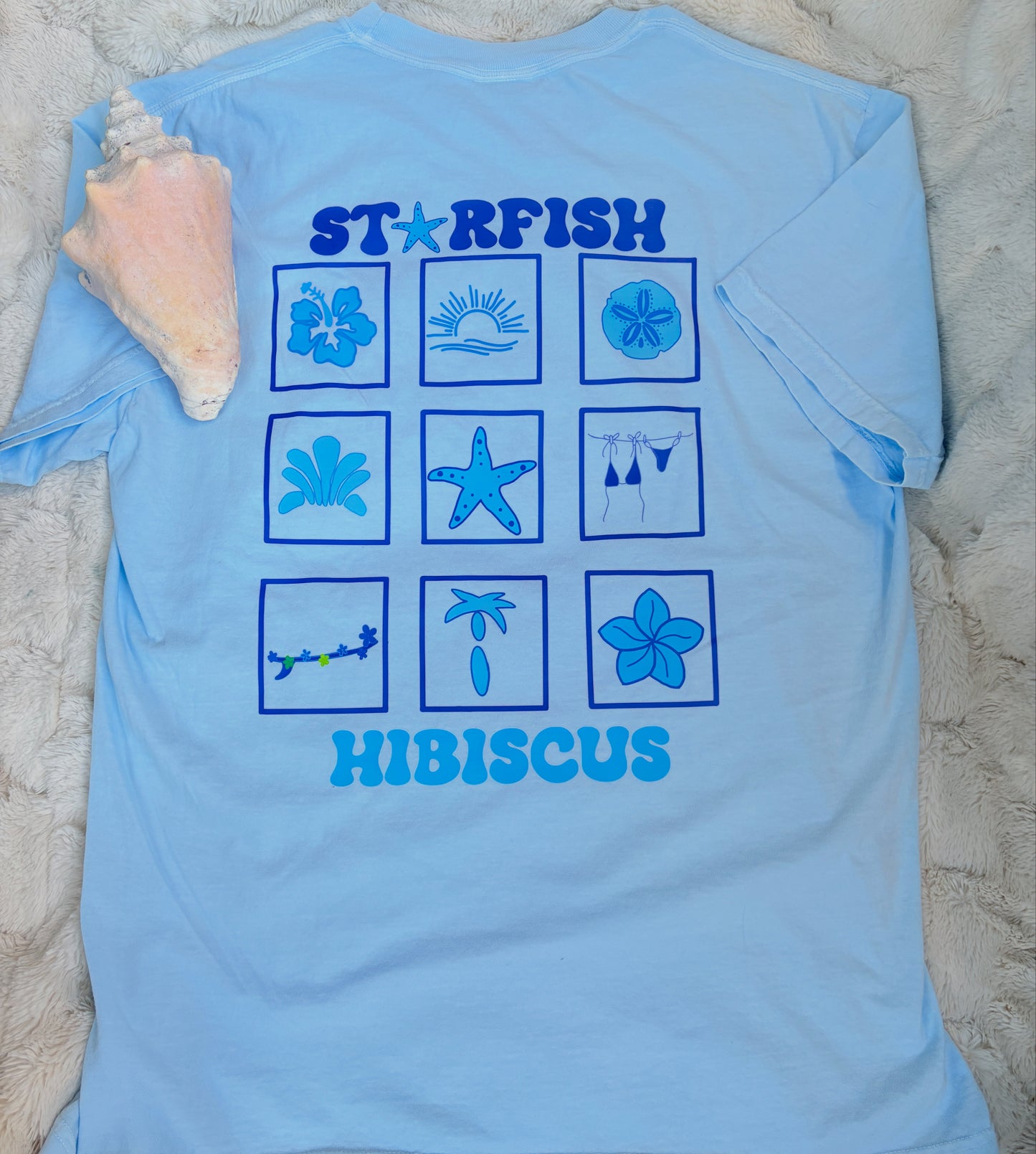 Starfish Hibiscus Classic Tee- Maui Blue