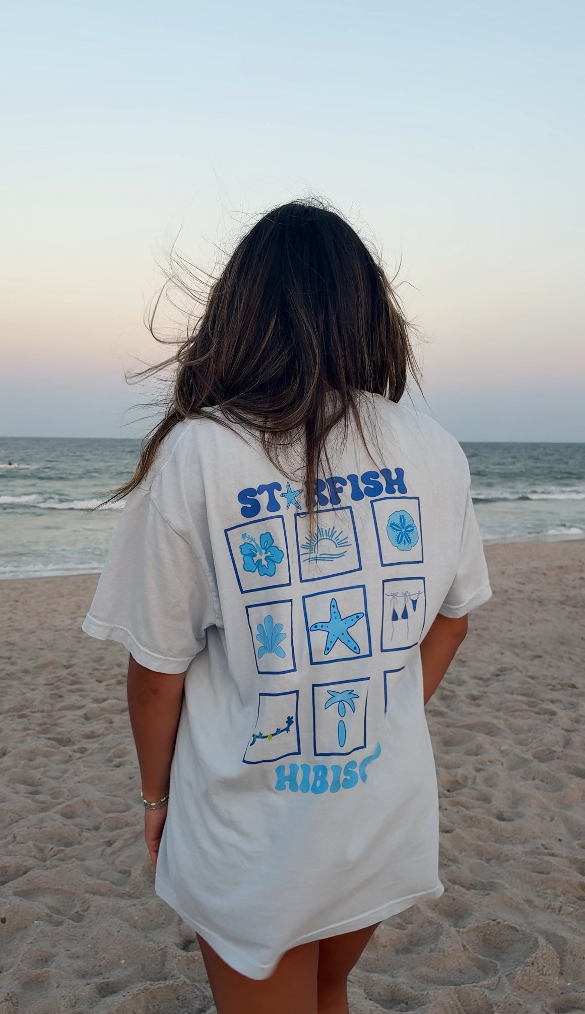 Starfish Hibiscus Classic Tee- Maui Blue